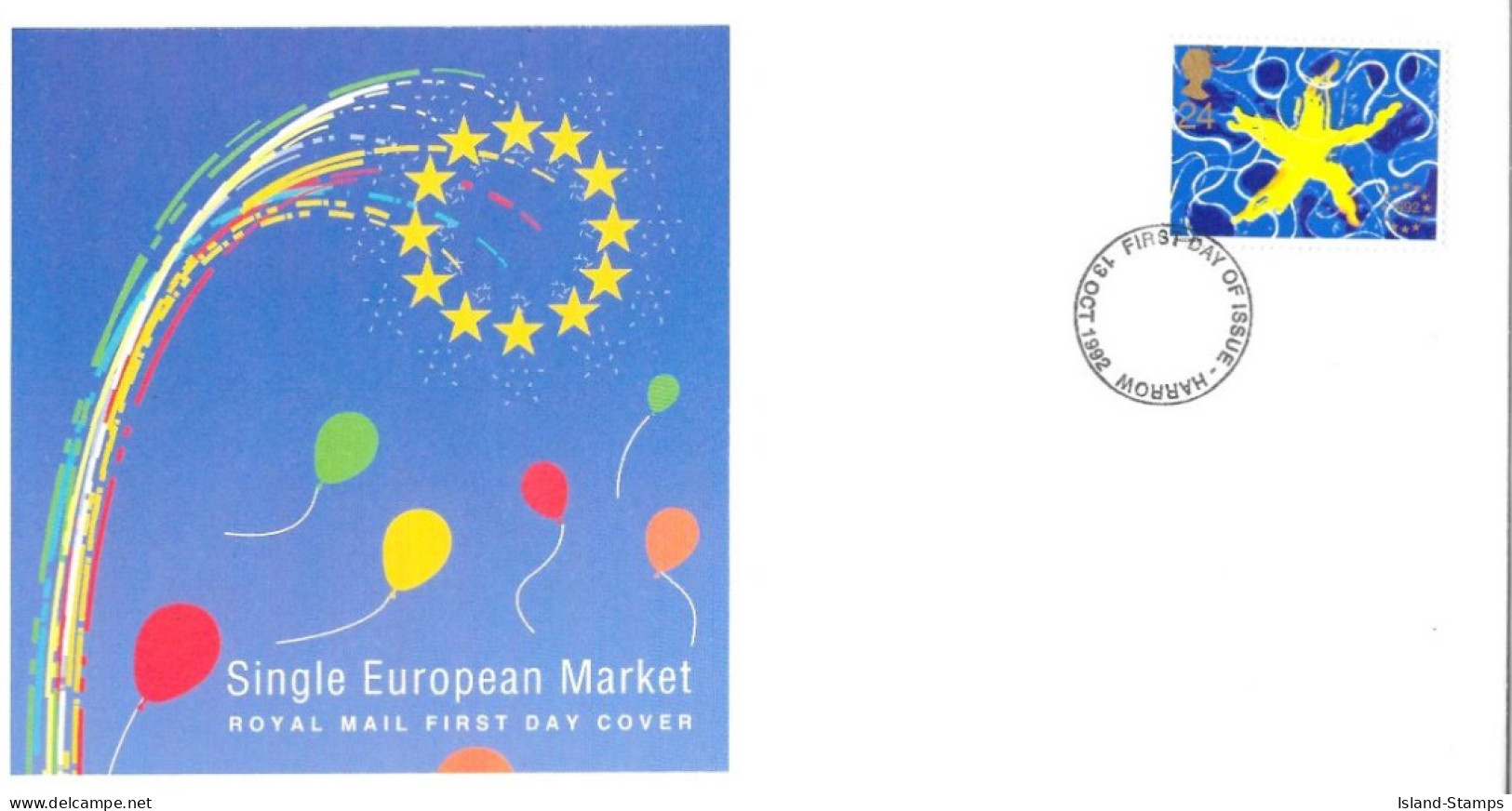 1992 Single Euro Market Unaddressed FDC Tt - 1991-2000 Decimal Issues