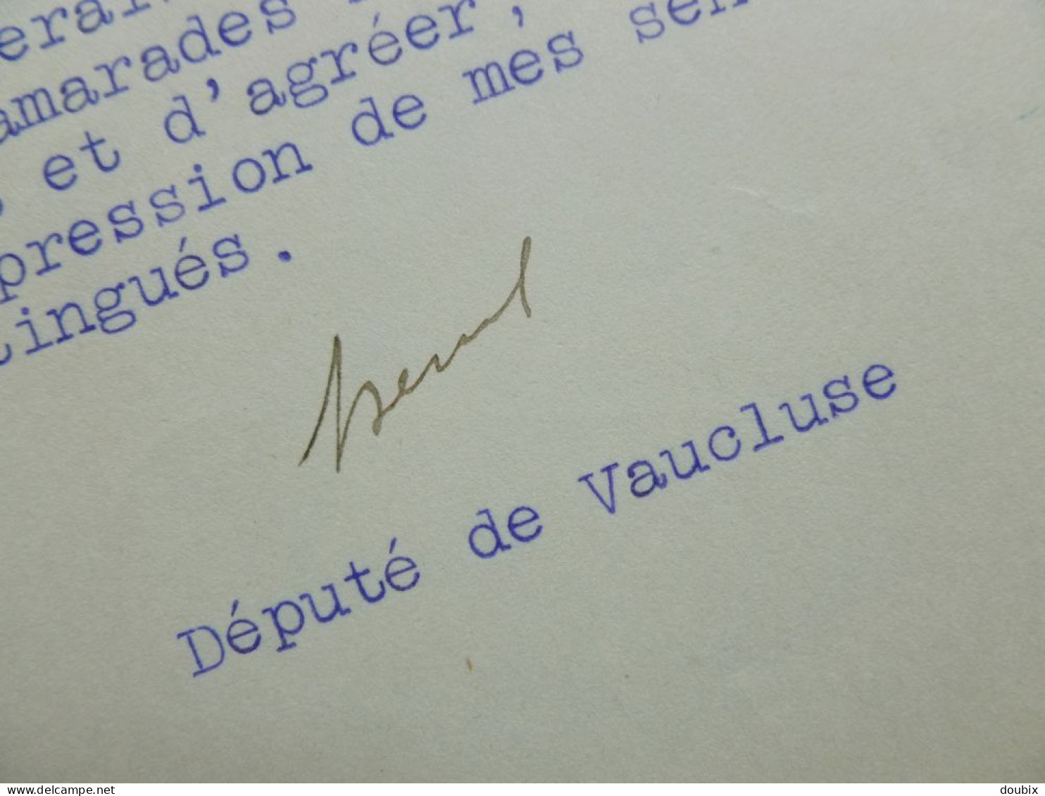 Louis SERRE (1873-1939) Député AVIGNON Vaucluse Lagnes. Ministre Commerce. AUTOGRAPHE