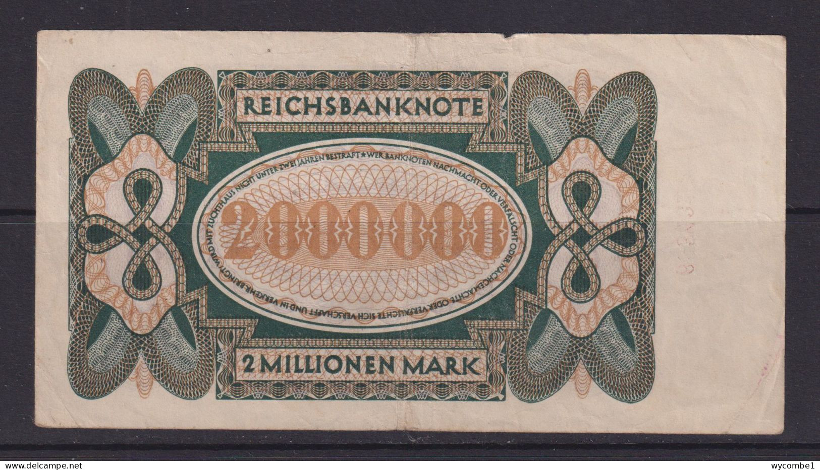 GERMANY - 1923  2 Milionen Mark Circulated Banknote - 2 Miljoen Mark