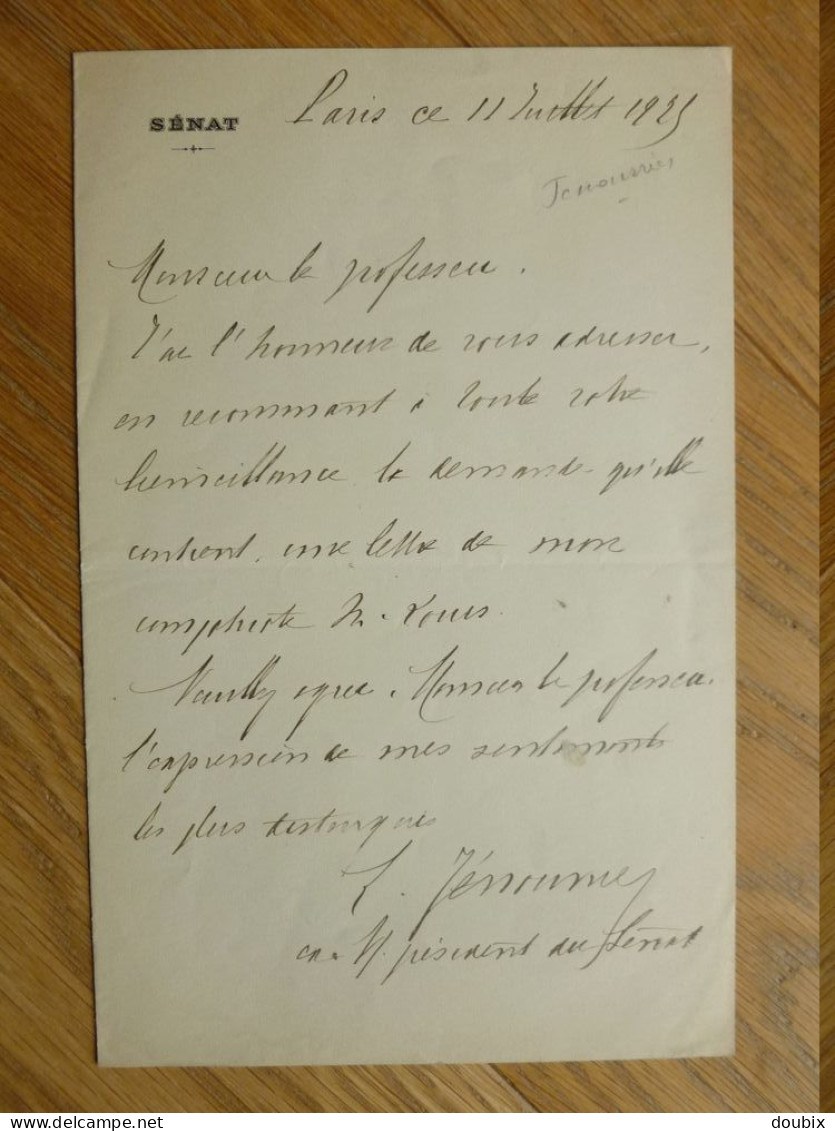 Léon JENOUVRIER (1846-1932) Senateur RENNES. Vice President SENAT. Autographe - Personnages Historiques