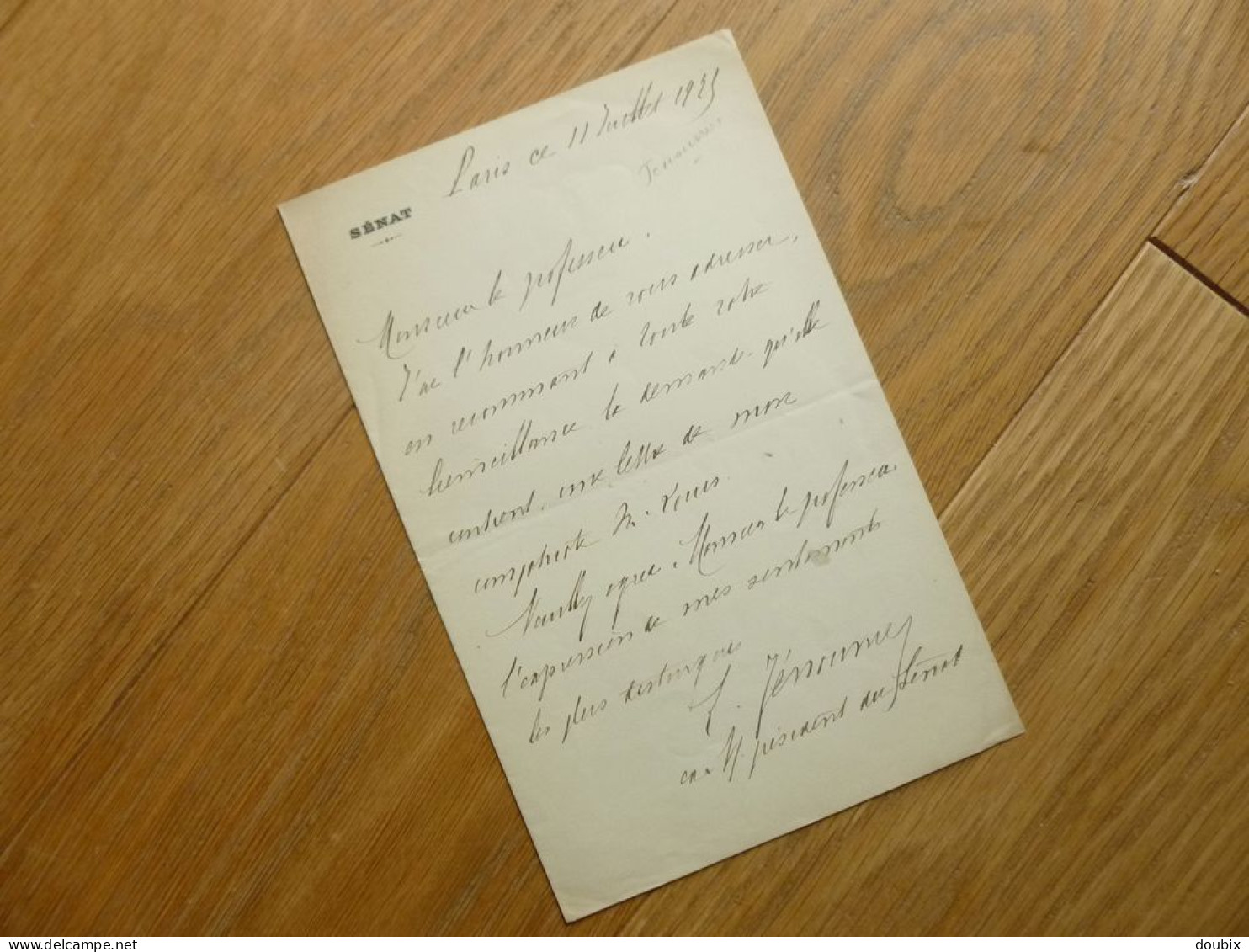 Léon JENOUVRIER (1846-1932) Senateur RENNES. Vice President SENAT. Autographe - Personnages Historiques