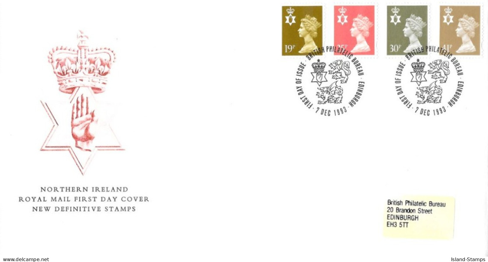 1993 Northern Ireland Definitives Unaddressed FDC Tt - 1991-2000 Decimal Issues