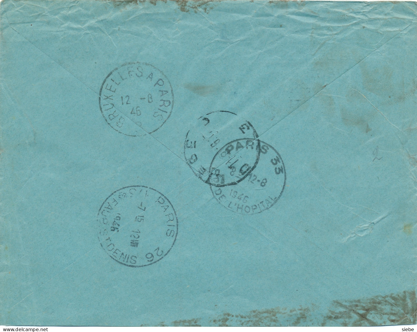 3 X 727 Sur Lettre Express Liège 11 VIII 1946 Via Bruxelles A Paris Vers Paris 26 & 33 12 VIII 1946 Tarif Exact 9.45Fr  - Other & Unclassified