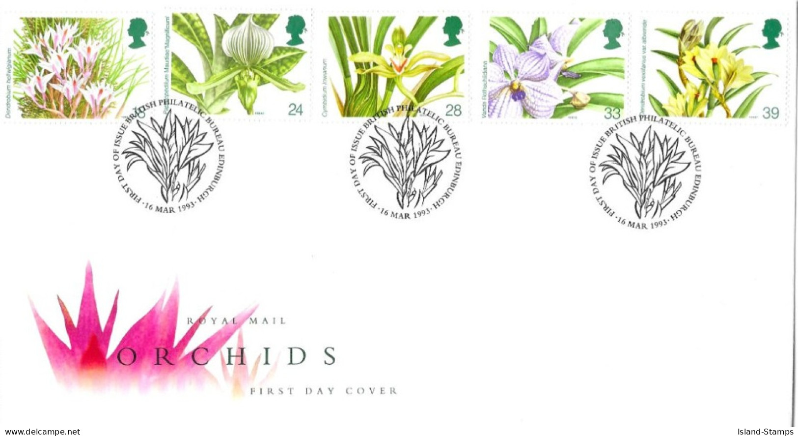 1993 Orchids Unaddressed FDC Tt - 1991-2000 Dezimalausgaben