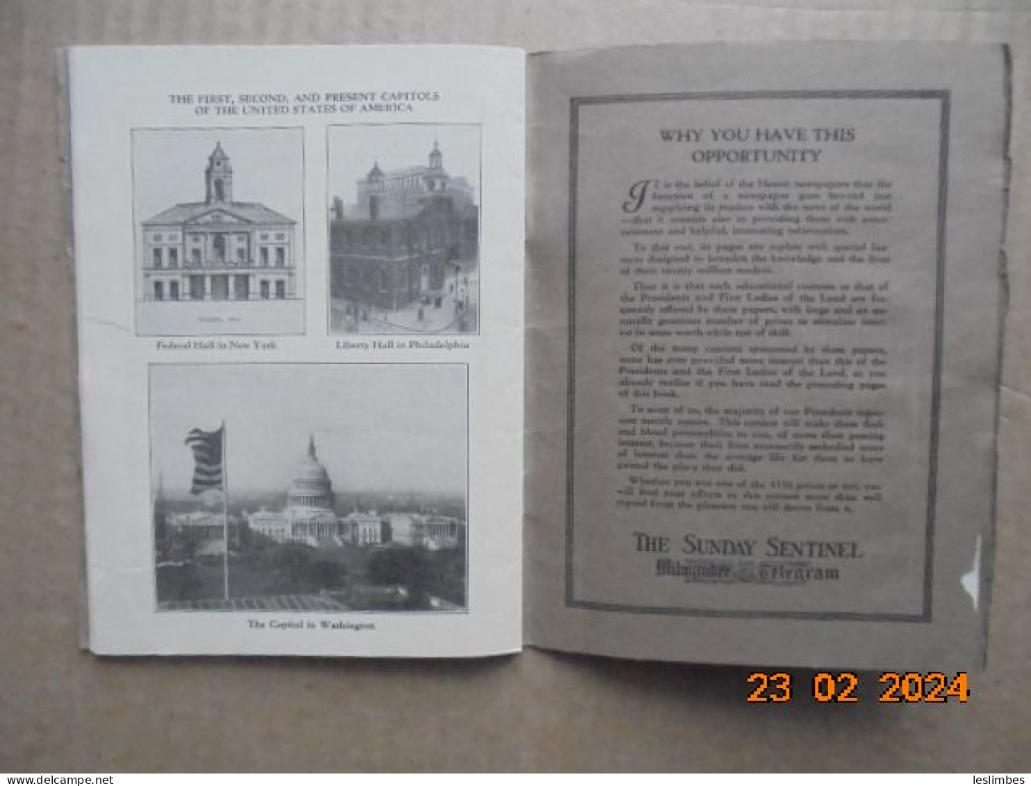 Brief Biographies Of Our Presidents And The First Ladies Of The Land - The Sunday Sentinel And Milwaukee Telegram 1927 - Autres & Non Classés