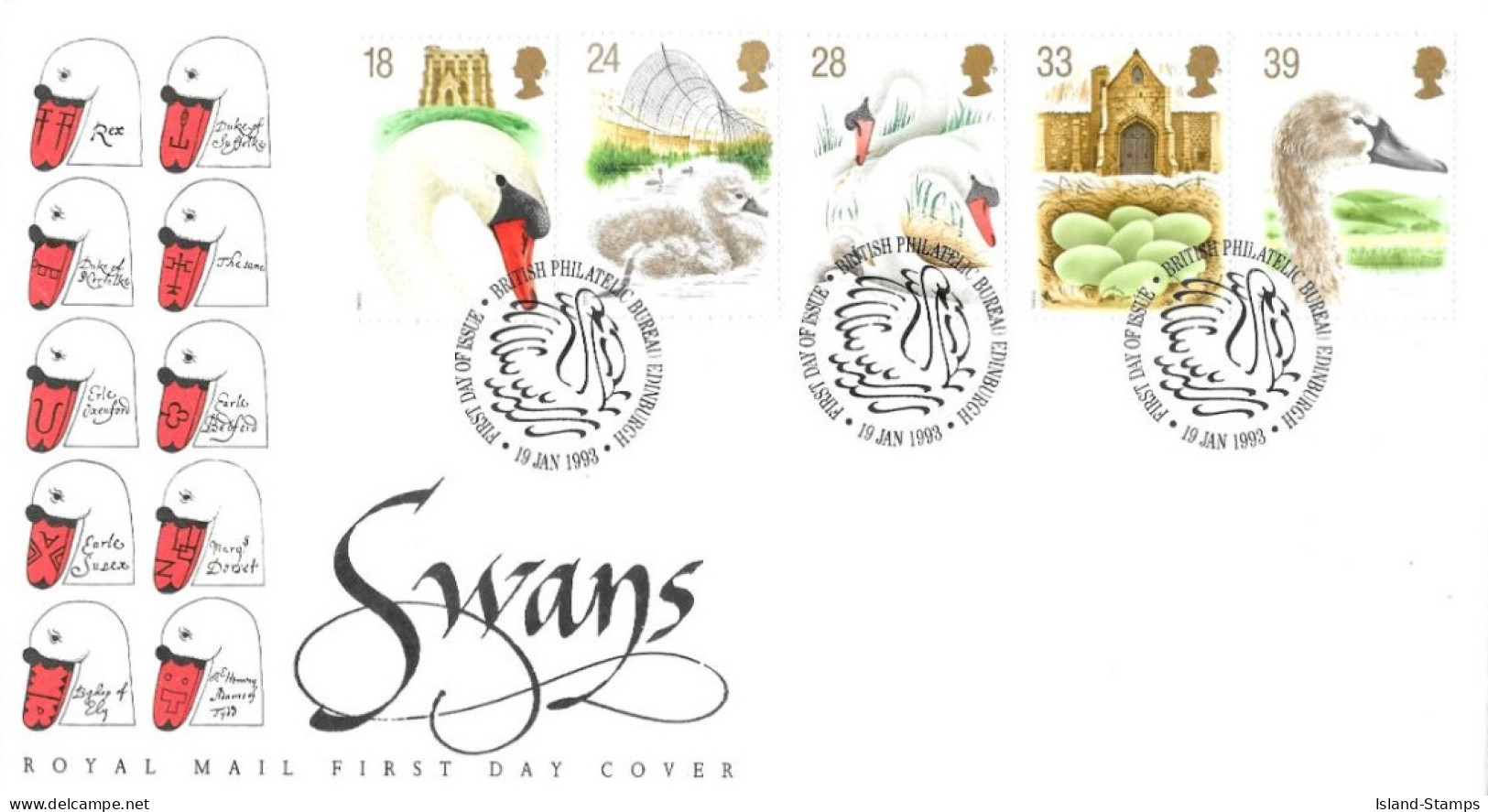 1993 Swans (2) Unaddressed FDC Tt - 1991-2000 Dezimalausgaben