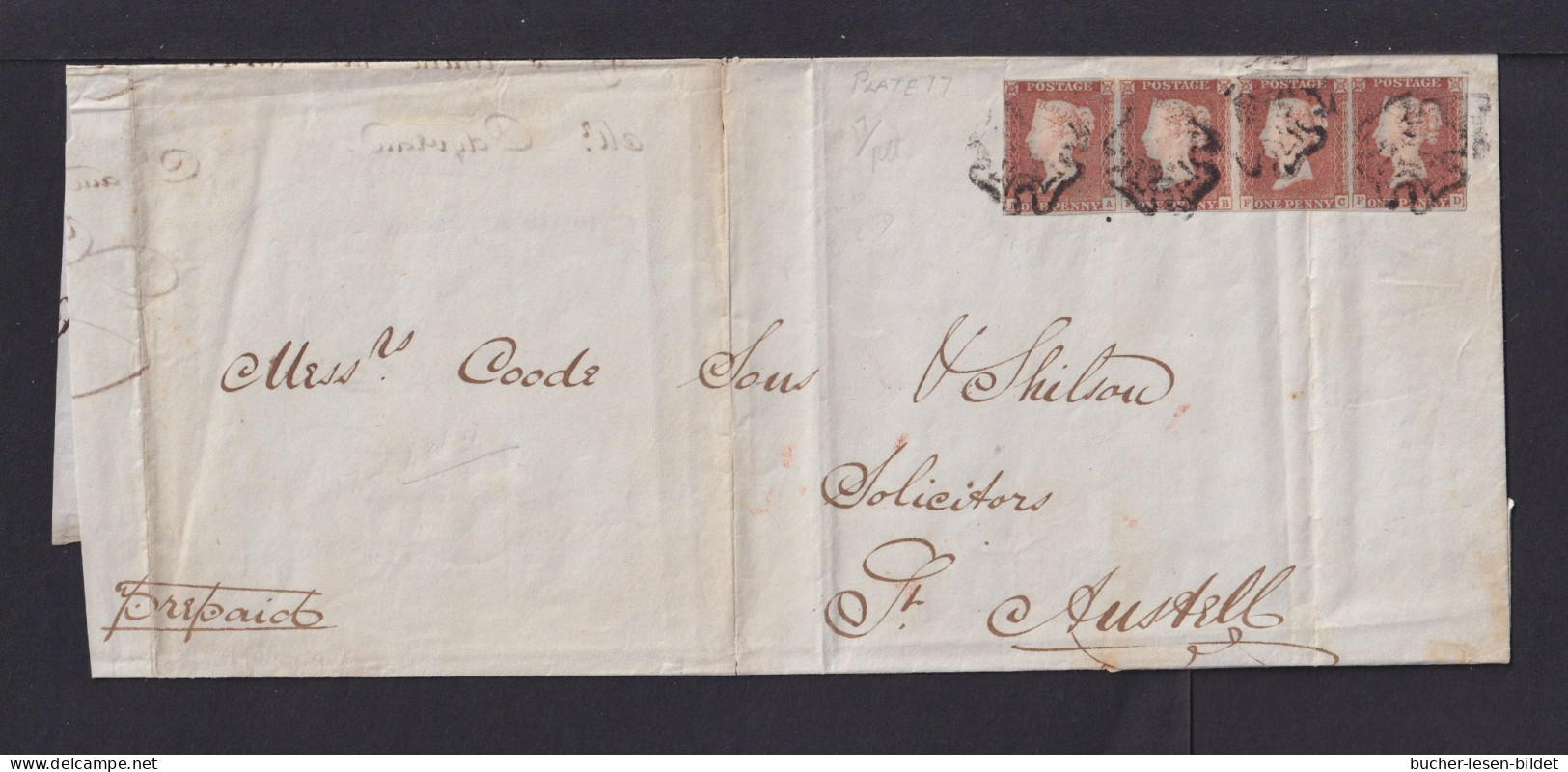 1842 - 1 P. Rot Waagerechter 4er-Streifen Auf Brief Ab Bodman  - Covers & Documents