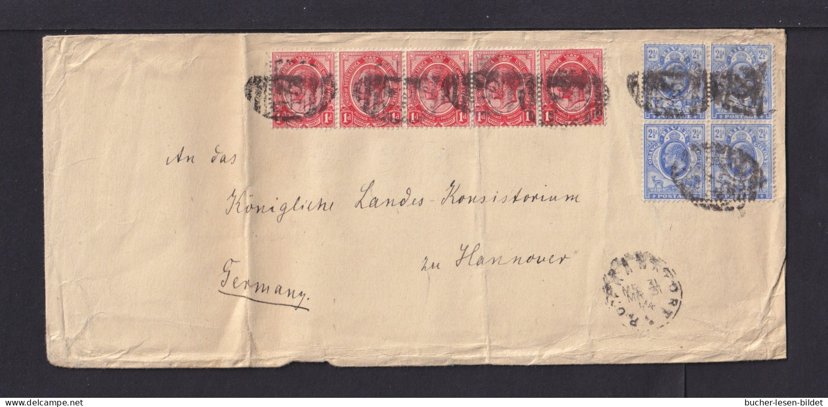 5x 1 P. Und 2 1/2 P. 4er-Block Auf Brief Nach Deutschland - État Libre D'Orange (1868-1909)