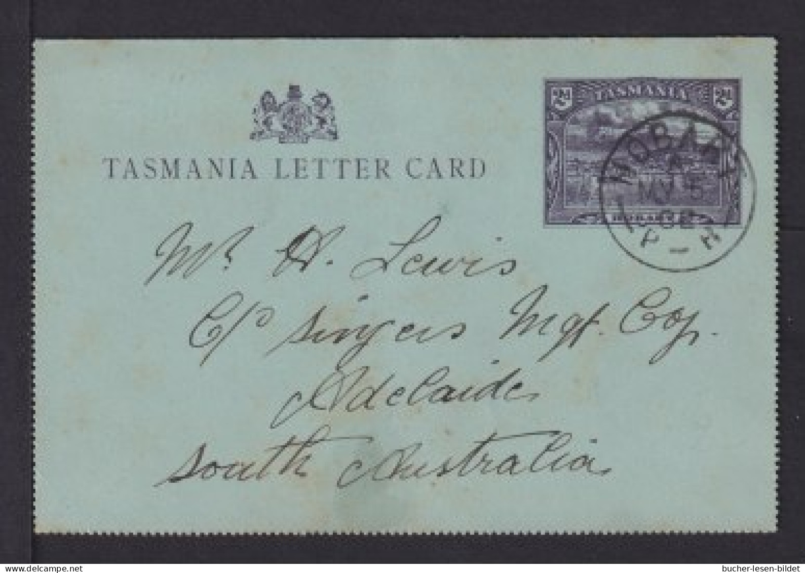 1902 - 2 P. Ganzsachenkartenbrief Tasmanien Mit Bild "Goldmine Beaconsfield" - Gebraucht - Minéraux