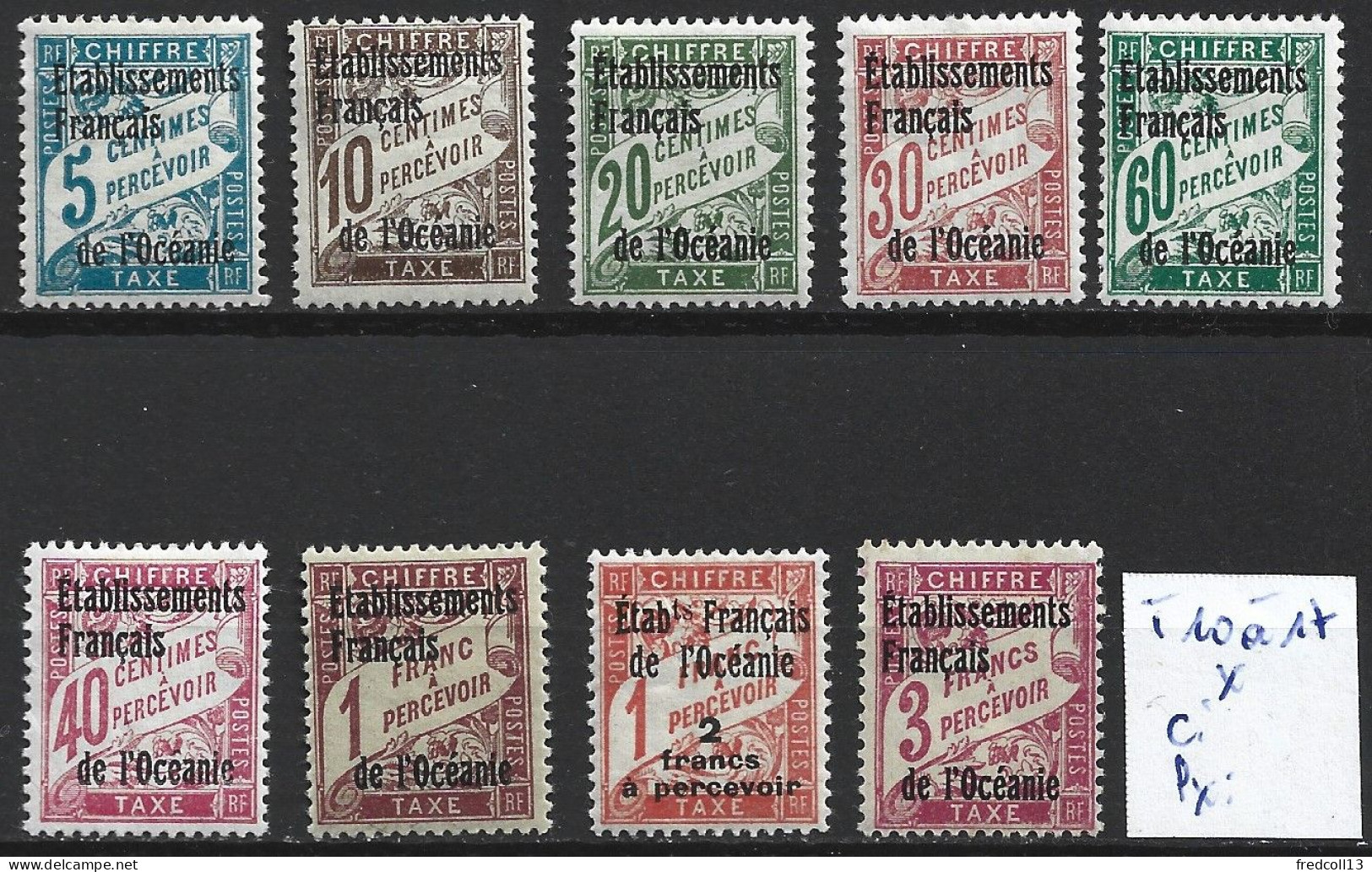 OCEANIE TAXE 1 à 9 * Côte 41 € - Timbres-taxe