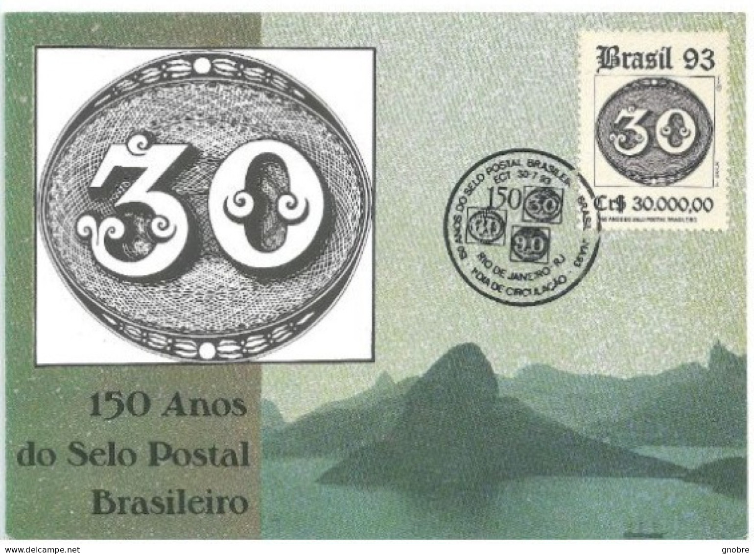 Brazil 1993 OFFICIAL MAXIMUM CARD MAX-164 OLHO DE BOI BULL EYE 30 REIS MARC FERREZ - Cartoline Maximum