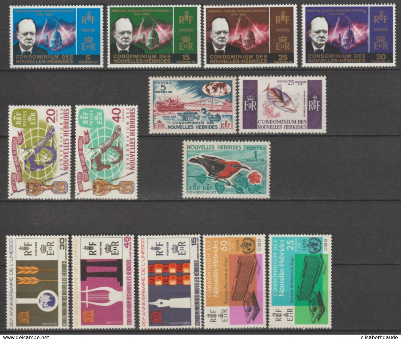 HEBRIDES LEGENDE FRANCAISE - 1966 ANNEE COMPLETE ** MNH - COTE = 39 EUR. - Unused Stamps
