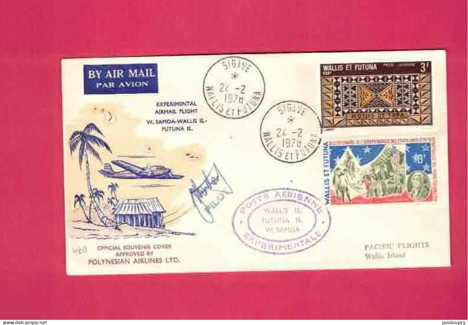 Lettre De 1979 Pour Les Samoa - YT N° 190 Et PA 58 - Vol Expérimental Samoa-Wallis Et Futuna  - Signature Du Pilote - Covers & Documents