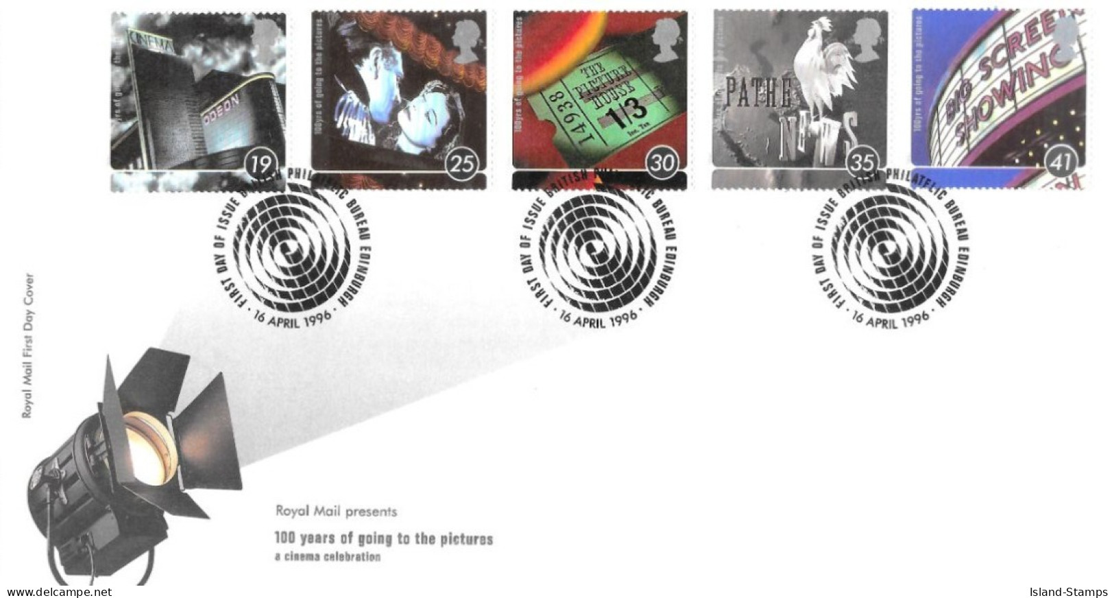 1996 100 Years Of Going To The Pictures Unaddressed FDC Tt - 1991-00 Ediciones Decimales