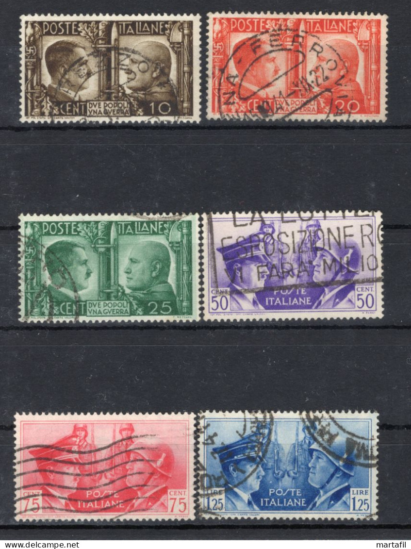 1941 REGNO SET USATO 452/457, Fratellanza D'armi Italo-tedesca - Usati