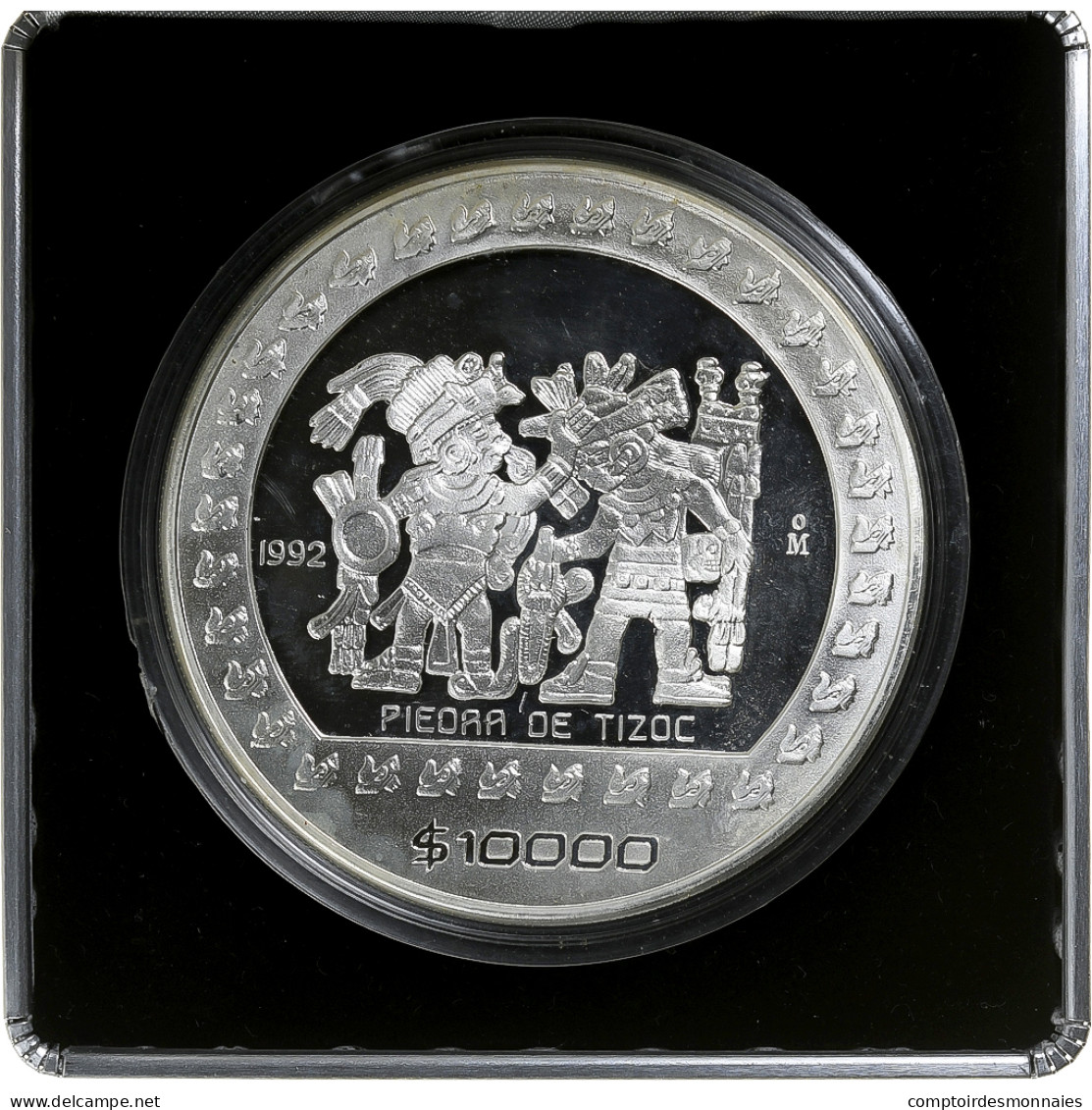 Mexique, 10000 Pesos, 5 Oz, Pre-Columbian Aztec - Stone Of Tizoc, 1992, Mexico - Mexiko