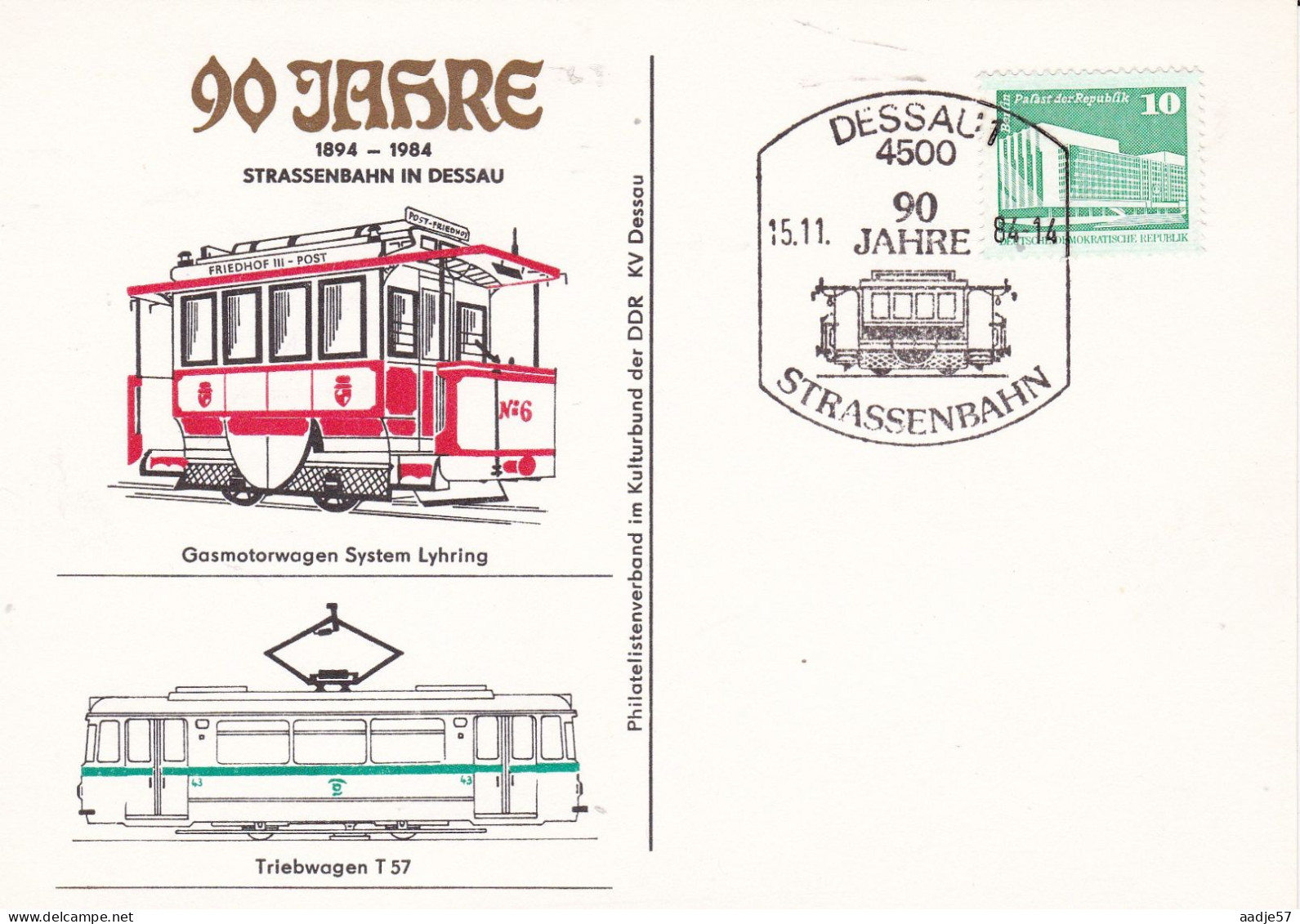 Germany DDR 1984 90 Jahre Strassenbahn In Dessau  15-11-1984 - Tram