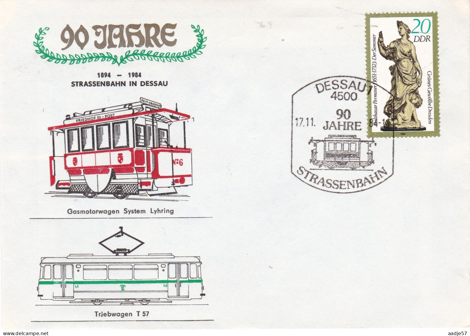 Germany DDR 1984 90 Jahre Strassenbahn In Dessau  17-11-1984 - Tram