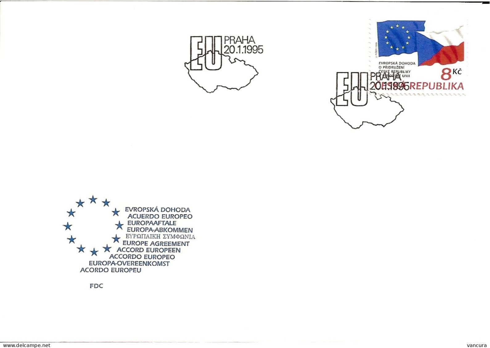 FDC 63 Czech Republic Accord Treaty 1995 Flag - European Community