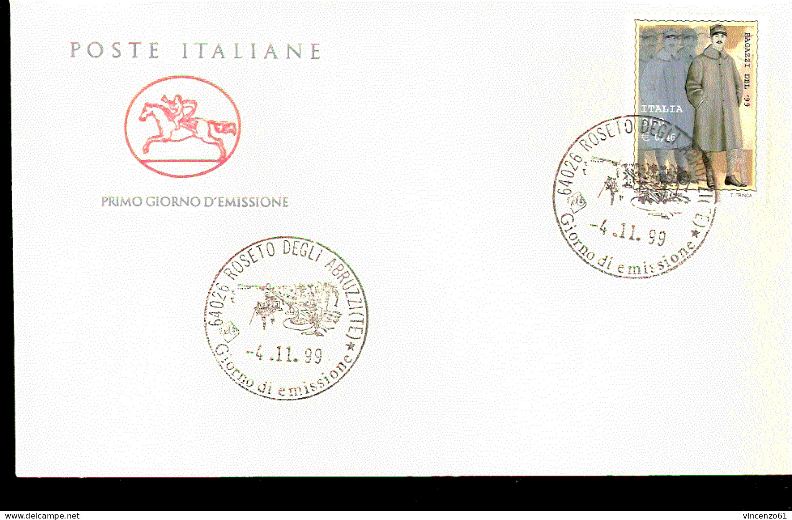 1999 ANNULLO FDC ``Ragazzi Del '99’’ Nel Centenario Della Nascita. - 1. Weltkrieg