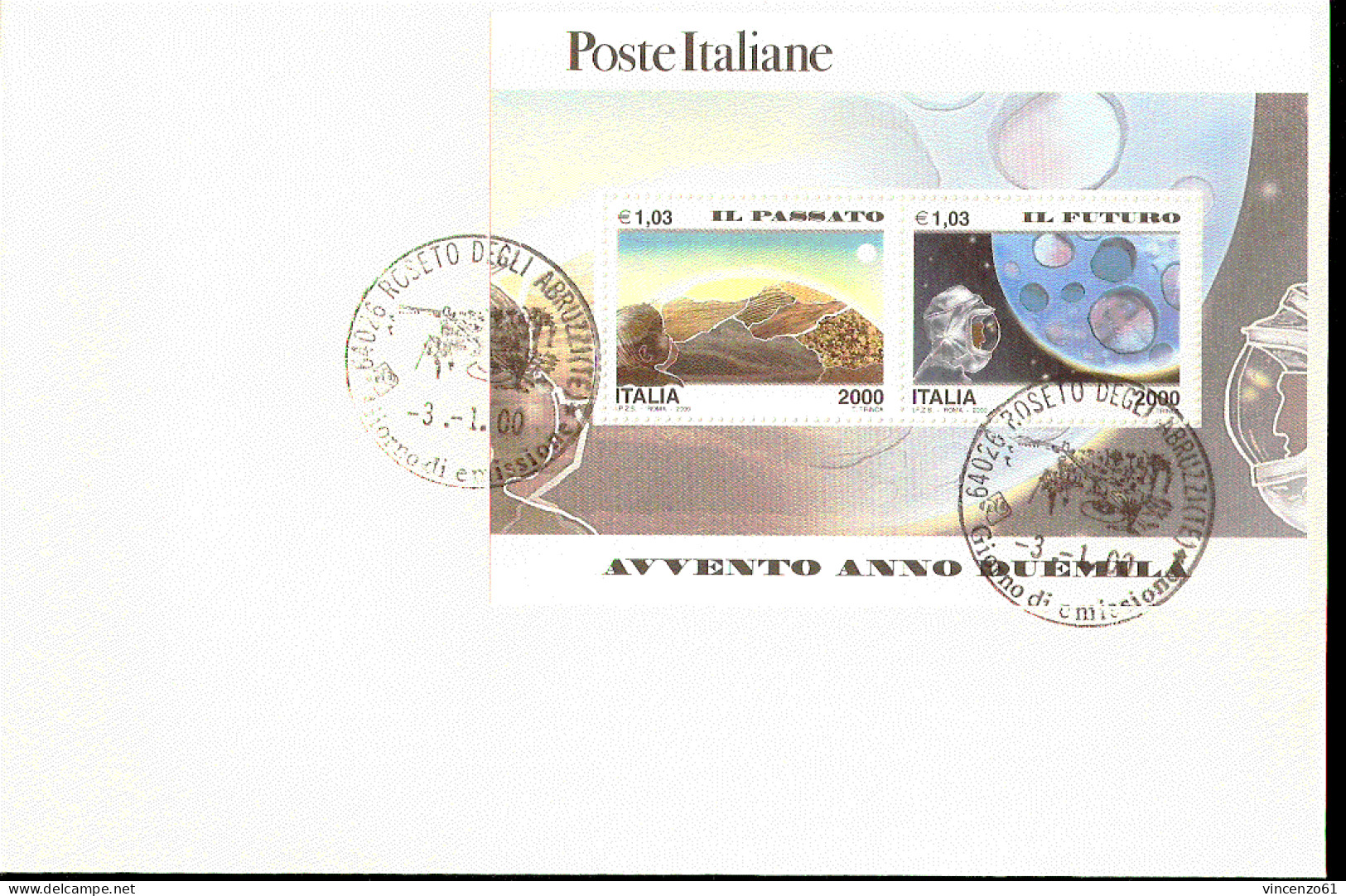 2000 VERSO IL 2000 PASSATO E FUTURO BUSTA FDC - Europa