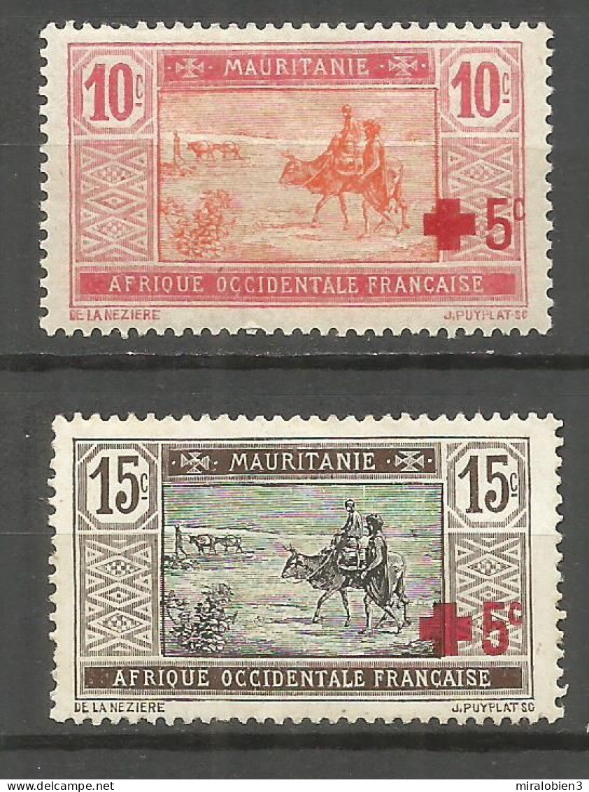 MAURITANIA COLONIA FRANCESA YVERT NUM. 34/35 * SERIE COMPLETA CON FIJASELLOS - Unused Stamps