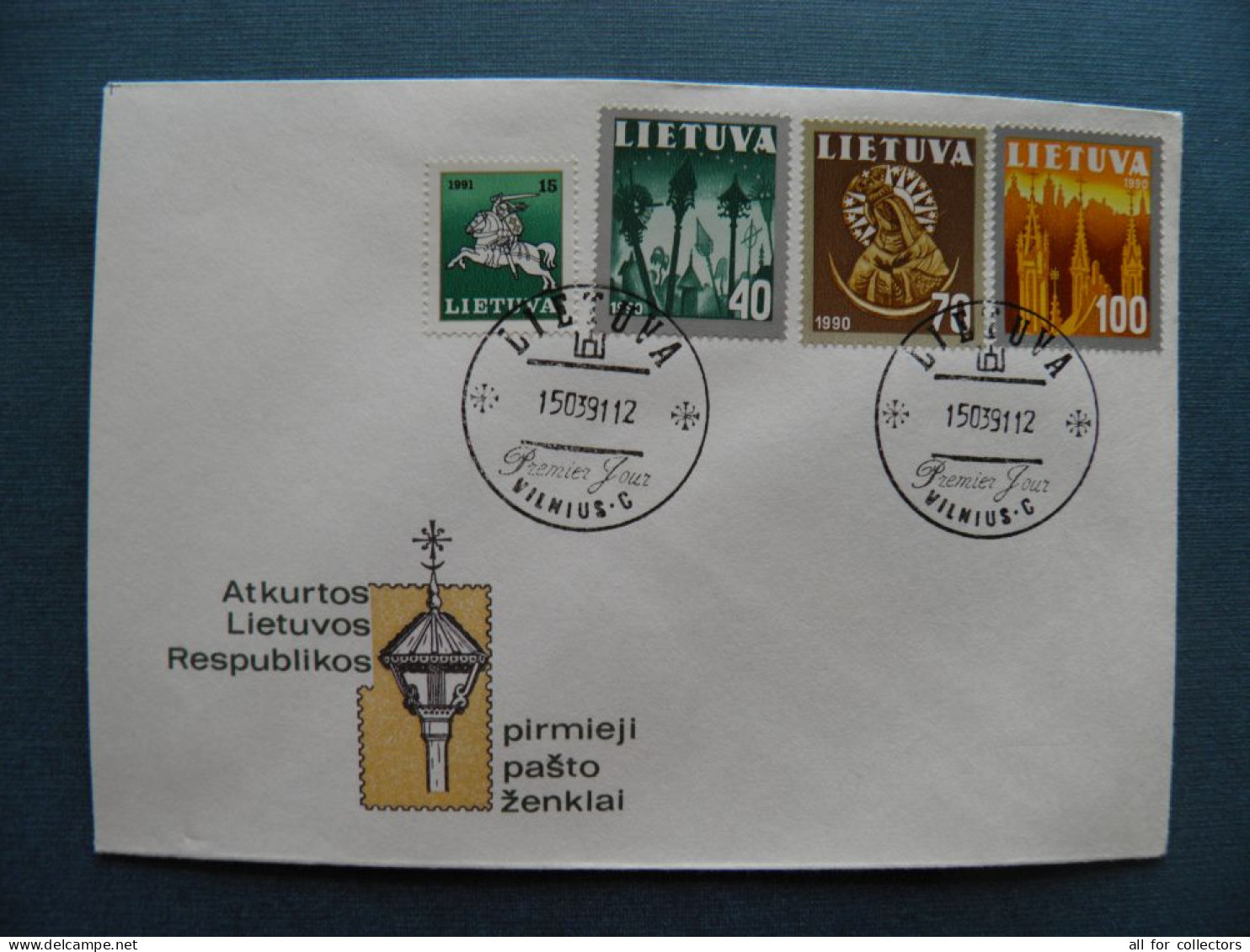 FDC Cover LITHUANIA 1991 Vilnius Madonna St.Ann Church Hill Of Crosses Coat Of Arms - Lituanie