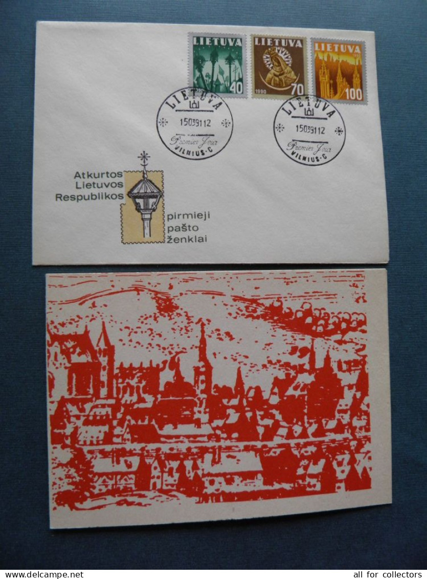 FDC Cover LITHUANIA 1991 Vilnius Madonna St.Ann Church Hill Of Crosses + Card Inside - Lituanie