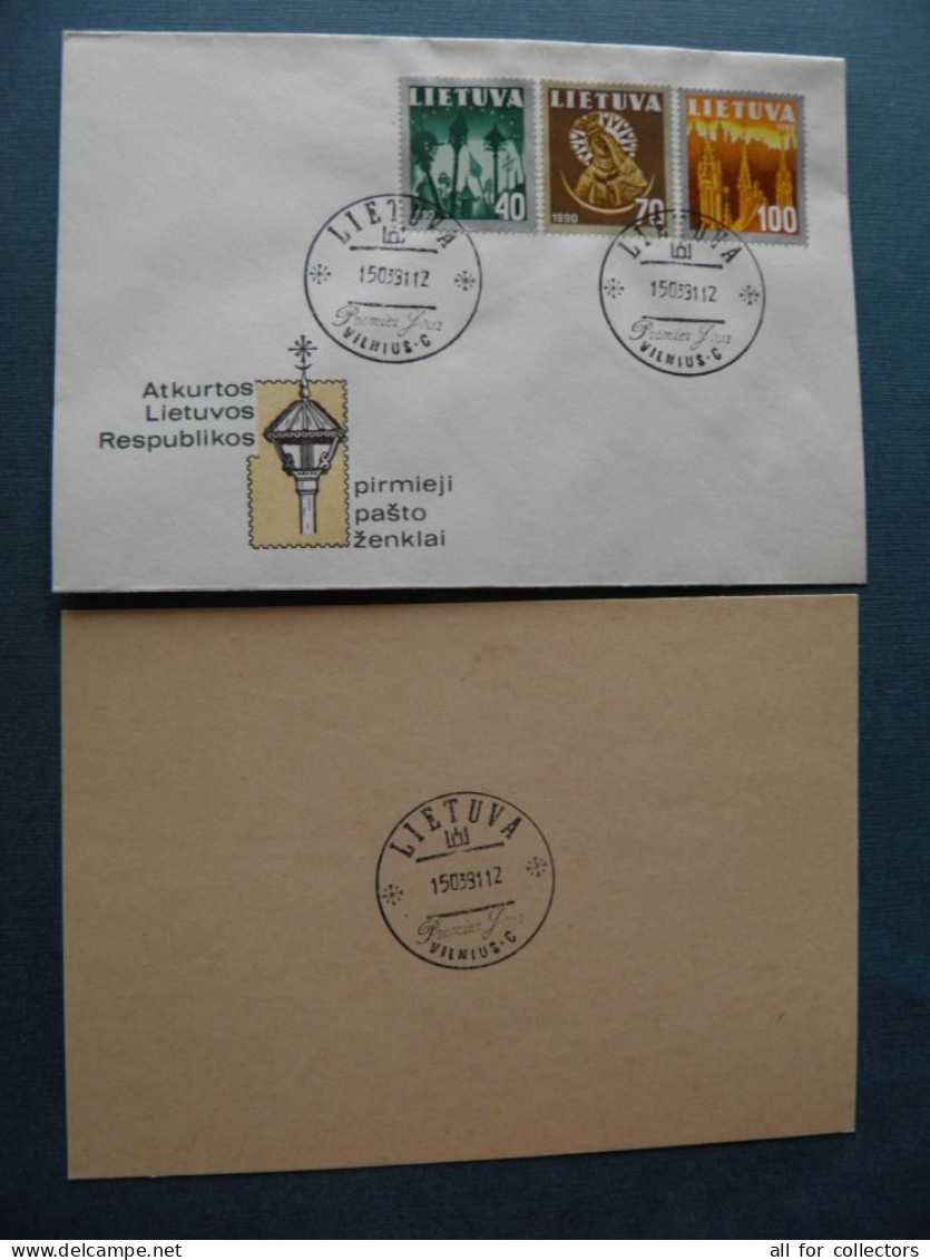 FDC Cover LITHUANIA 1991 Vilnius Madonna St.Ann Church Hill Of Crosses + Card Inside - Lituanie