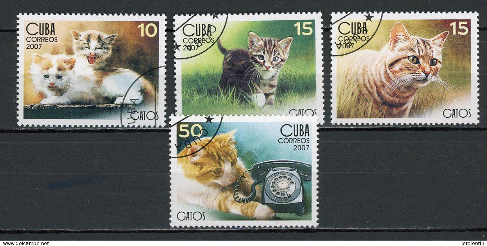 CUBA -  CHATS  N°Yt 4446+4447+4448+4449 Obl. - Used Stamps