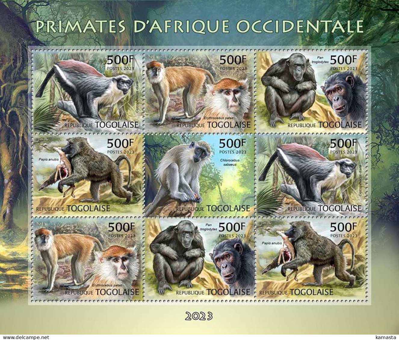 Togo 2023 West African Primates. (249f16) OFFICIAL ISSUE - Singes