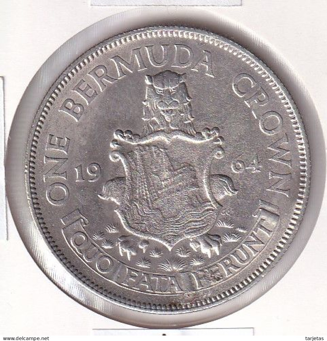 MONEDA DE PLATA DE BERMUDAS DE 1 CROWN DEL AÑO 1964 (SILVER-ARGENT) - Bermudas