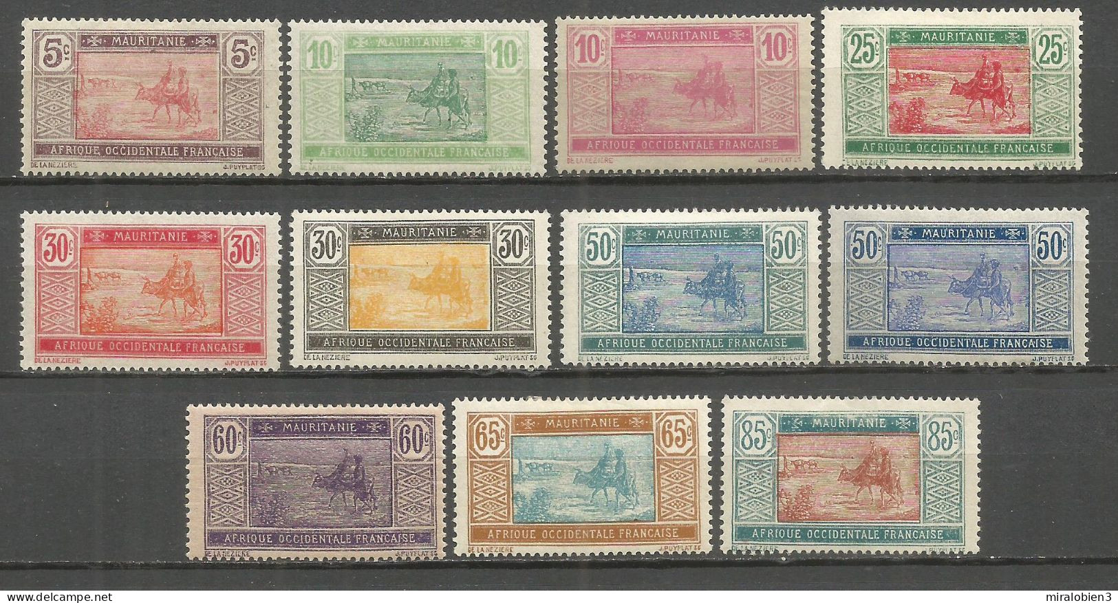 MAURITANIA COLONIA FRANCESA YVERT NUM. 39/49 * SERIE COMPLETA CON FIJASELLOS - Unused Stamps
