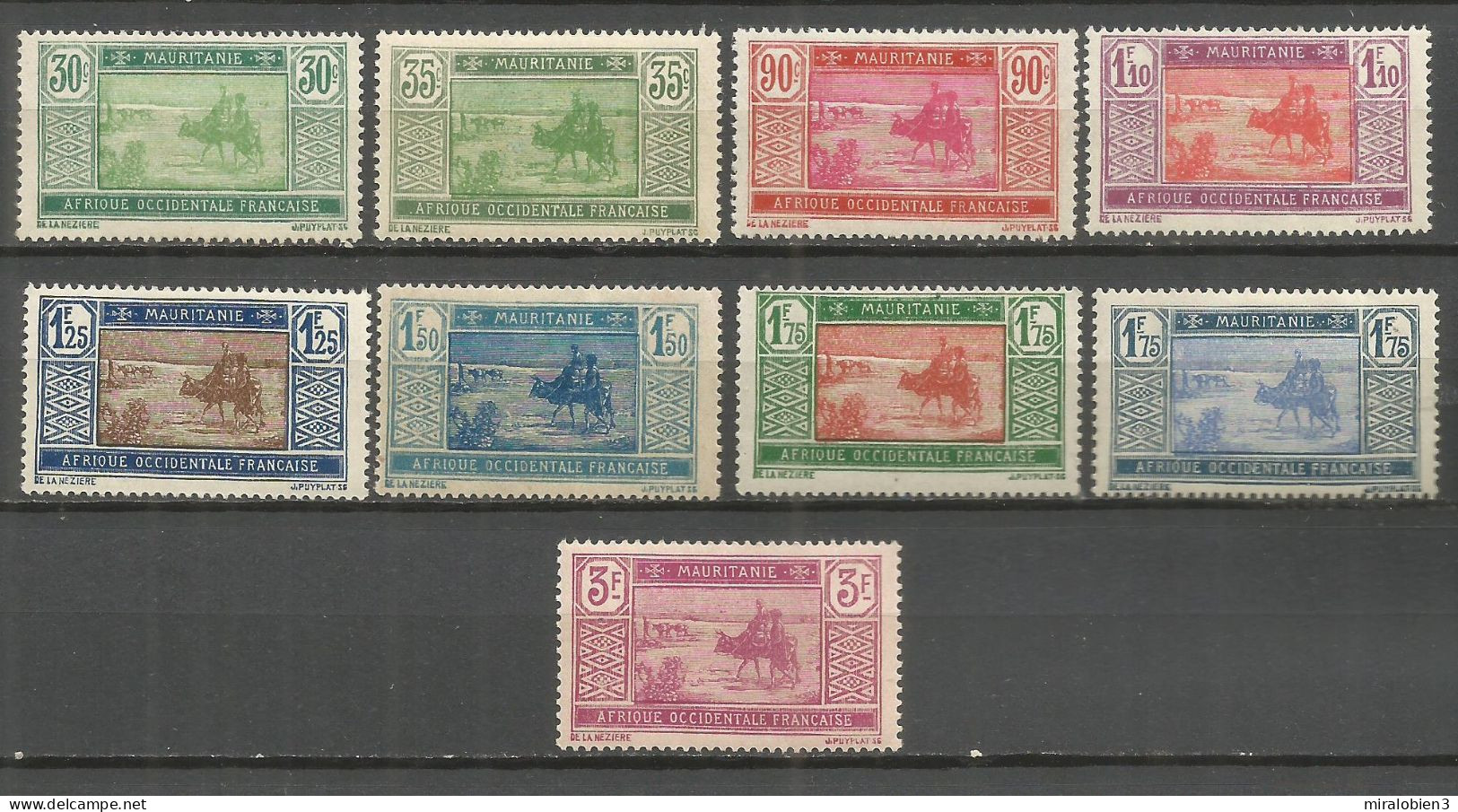 MAURITANIA COLONIA FRANCESA YVERT NUM. 57/61 * SERIE COMPLETA CON FIJASELLOS - Unused Stamps