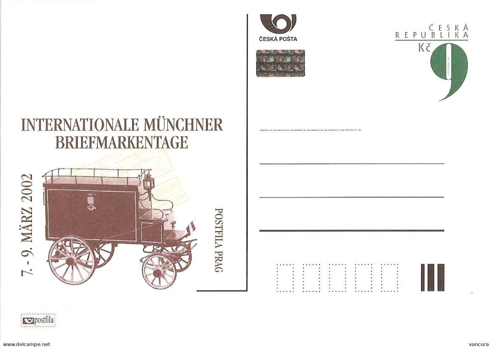 CDV A 76 Czech Republic München Stamp Exhibition 2002 Coach - Cartes Postales