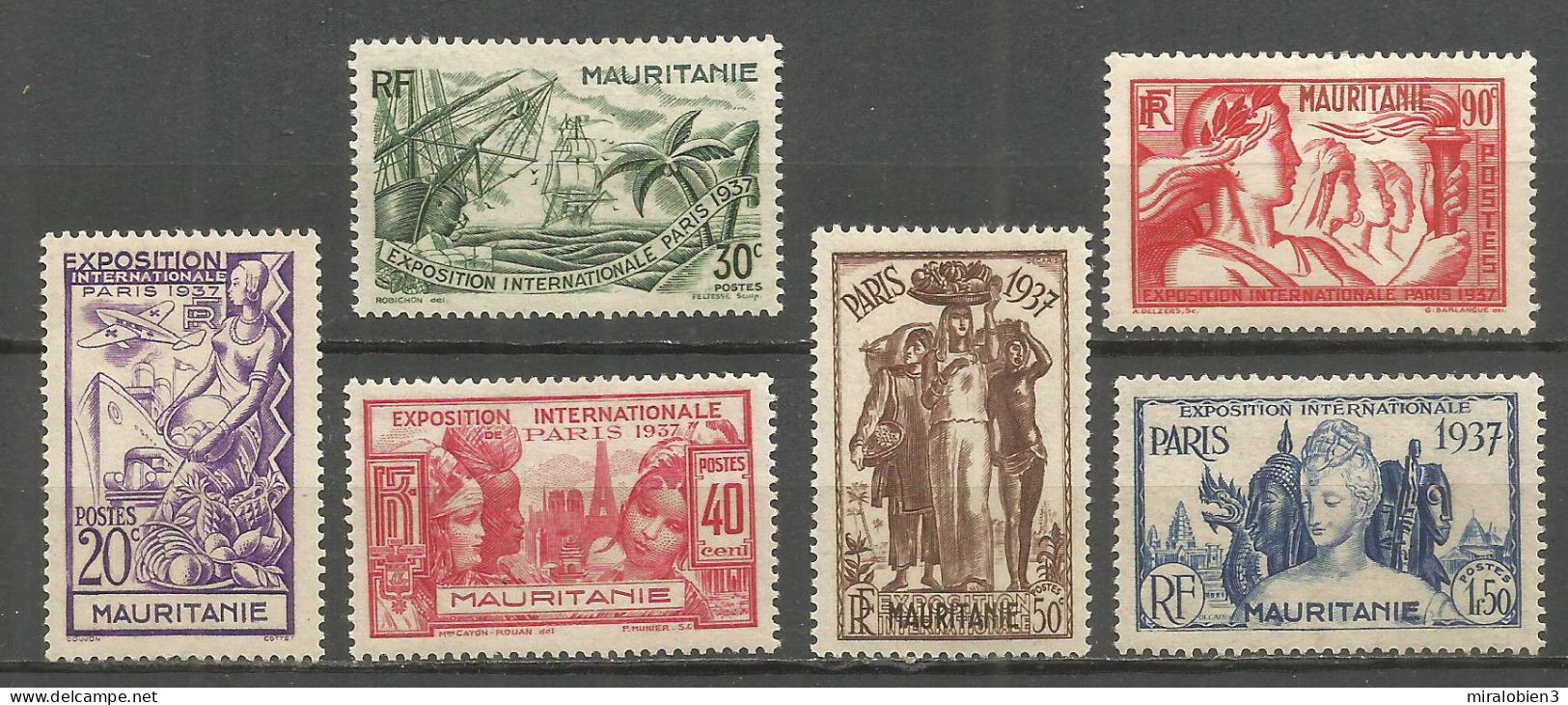 MAURITANIA COLONIA FRANCESA YVERT NUM. 66/71 * SERIE COMPLETA CON FIJASELLOS - Unused Stamps