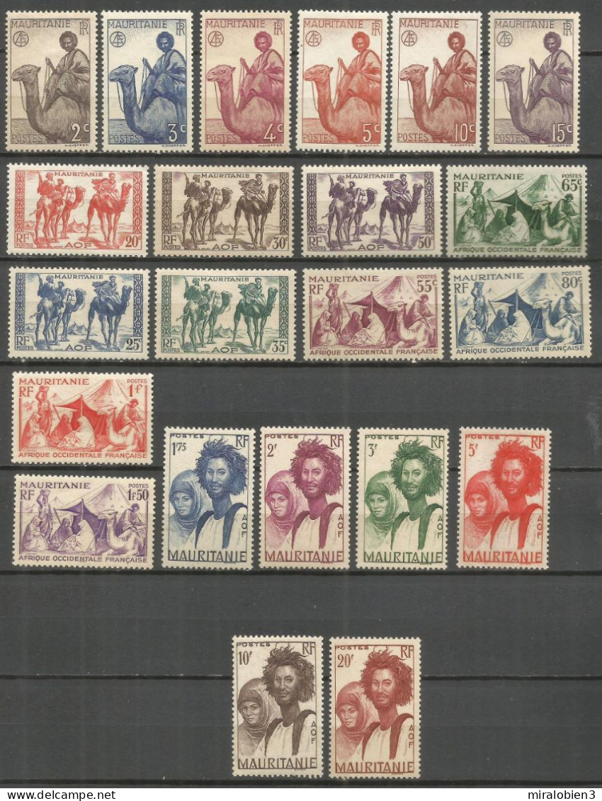 MAURITANIA COLONIA FRANCESA YVERT NUM. 73/94 * SERIE COMPLETA CON FIJASELLOS - Unused Stamps