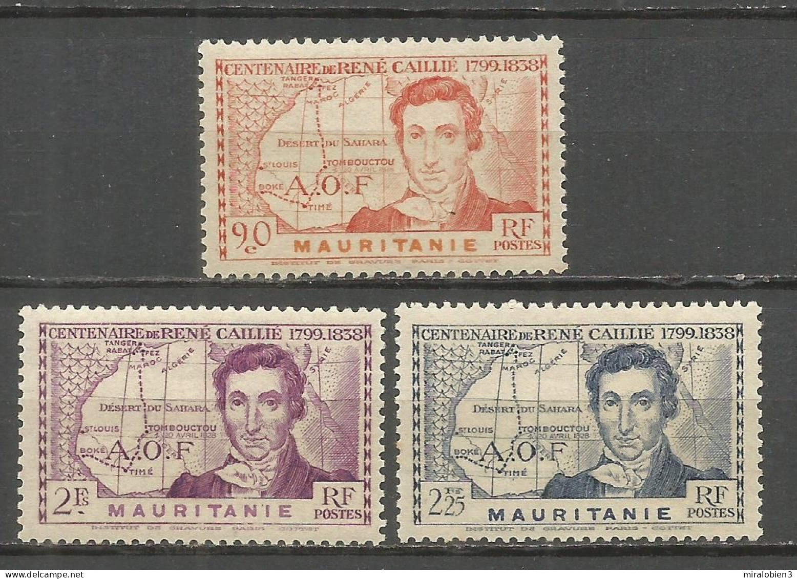 MAURITANIA COLONIA FRANCESA YVERT NUM. 95 * SERIE COMPLETA CON FIJASELLOS - Unused Stamps