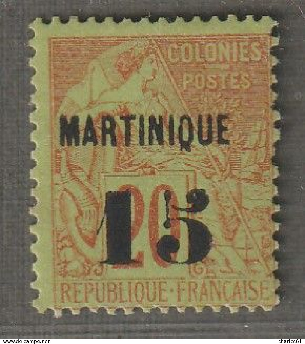 MARTINIQUE - N°5 * (1888-91) 15 Sur 20c Brique Sur Vert . Signé Calves. - Neufs