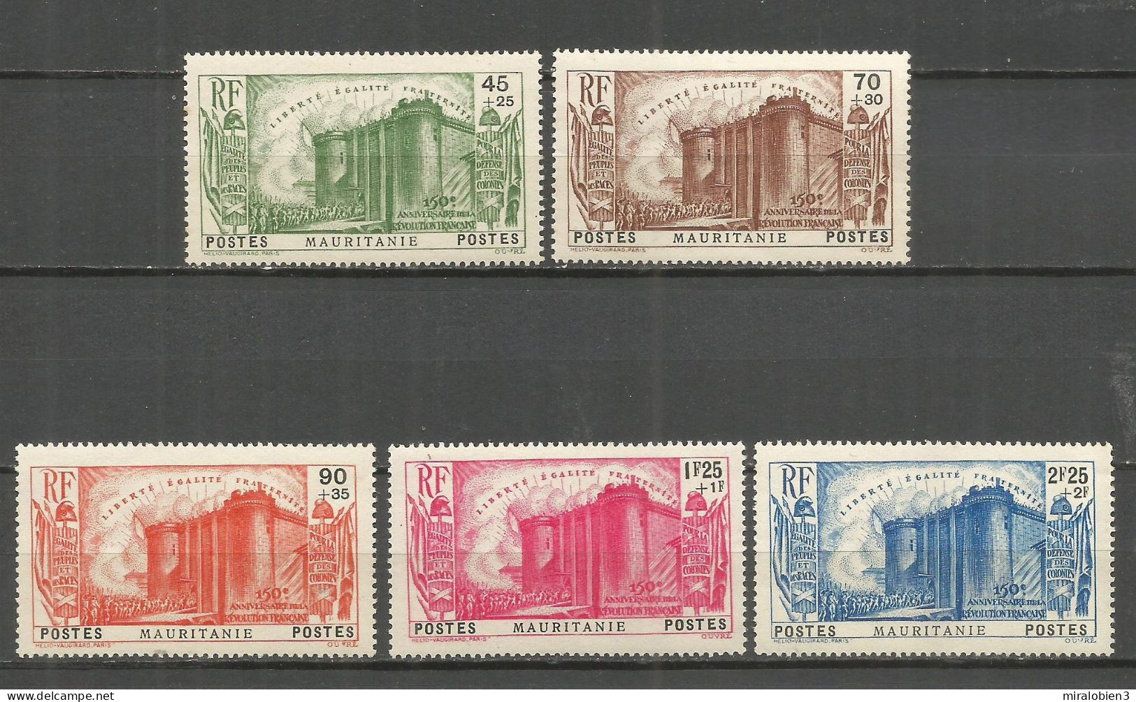 MAURITANIA COLONIA FRANCESA YVERT NUM. 100/104 ** SERIE COMPLETA SIN FIJASELLOS - Unused Stamps