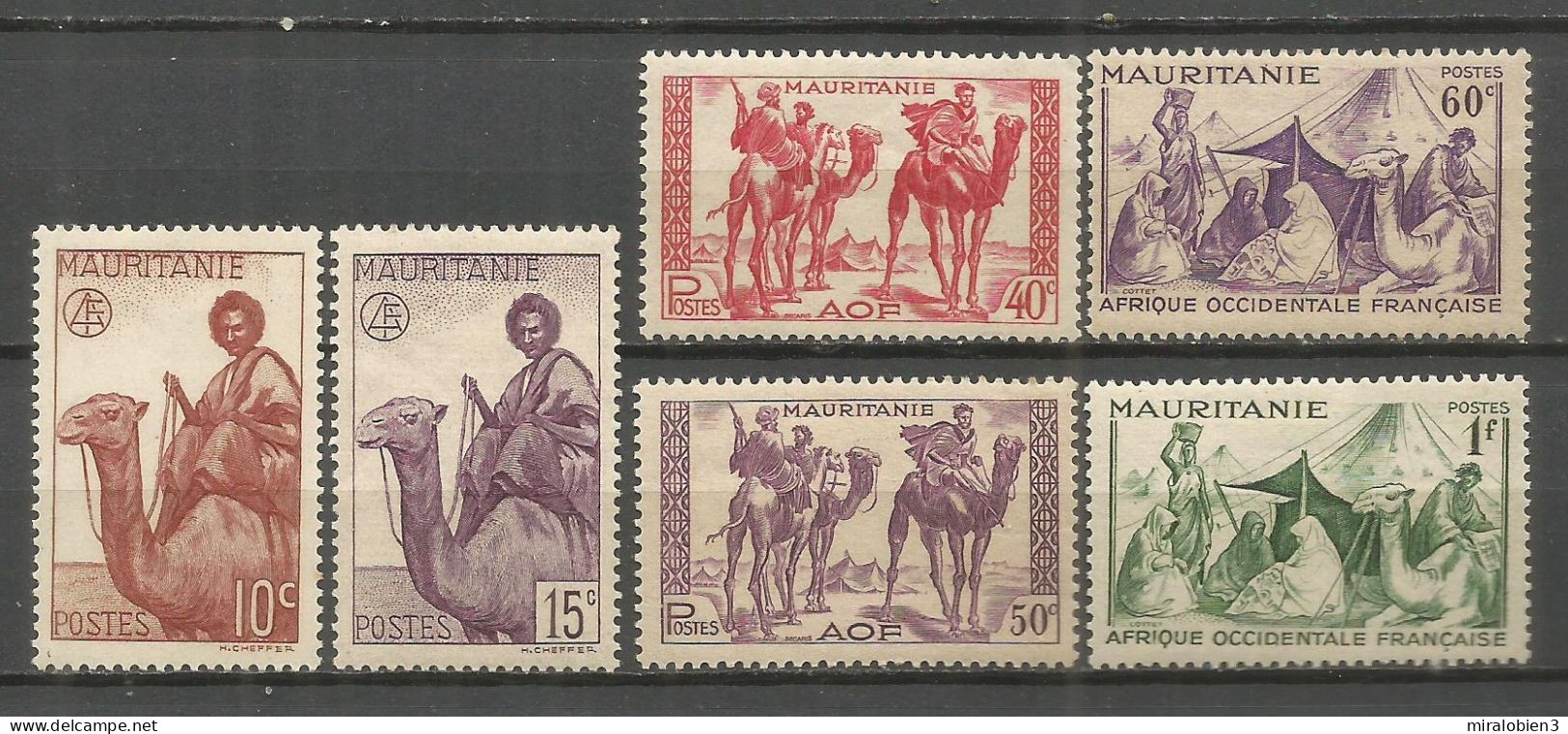 MAURITANIA COLONIA FRANCESA YVERT NUM. 125/130 * SERIE COMPLETA CON FIJASELLOS - Nuevos