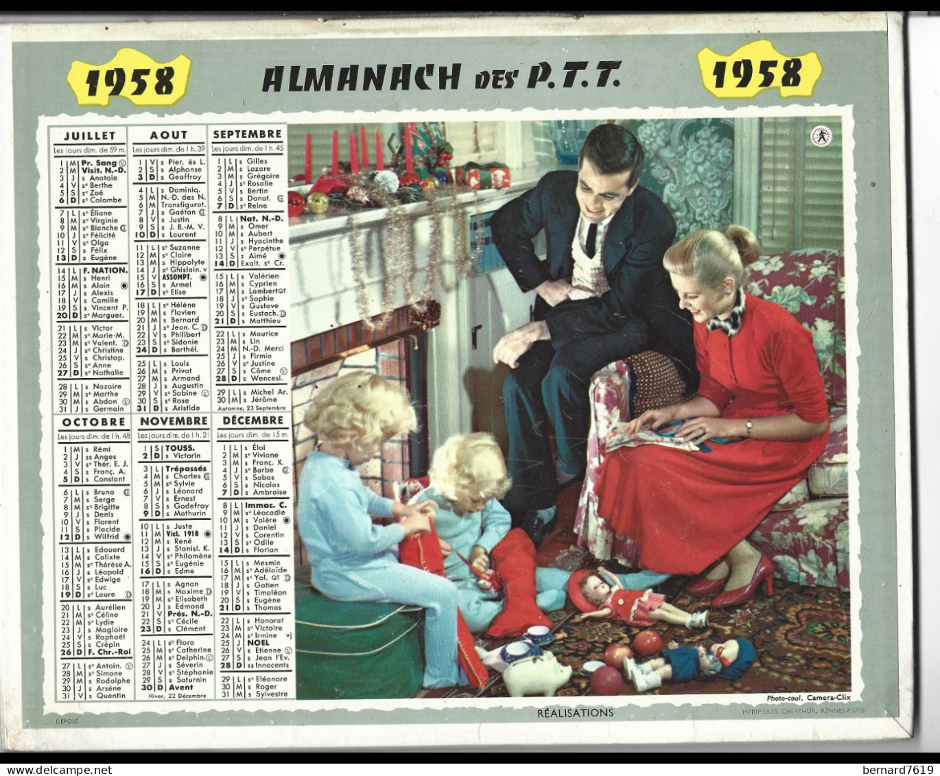 Almanach  Calendrier  P.T.T  -  La Poste -  1958 -  Promesses - Realisations - Formato Grande : 1941-60