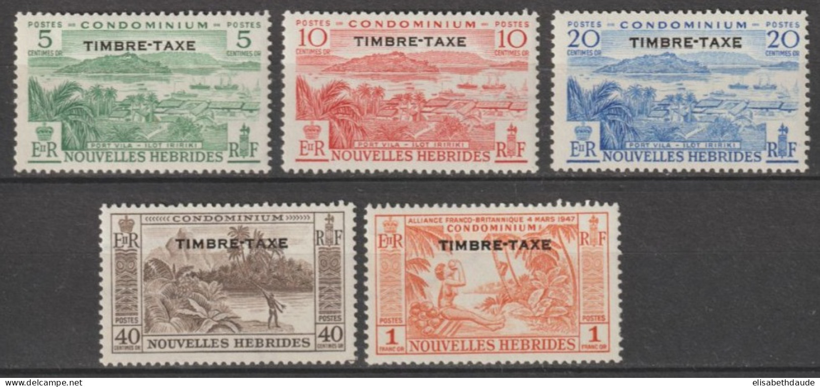 NOUVELLES-HEBRIDES - 1957 - YVERT TAXE N° 36/40 ** MNH - COTE = 35 EUR. - Segnatasse