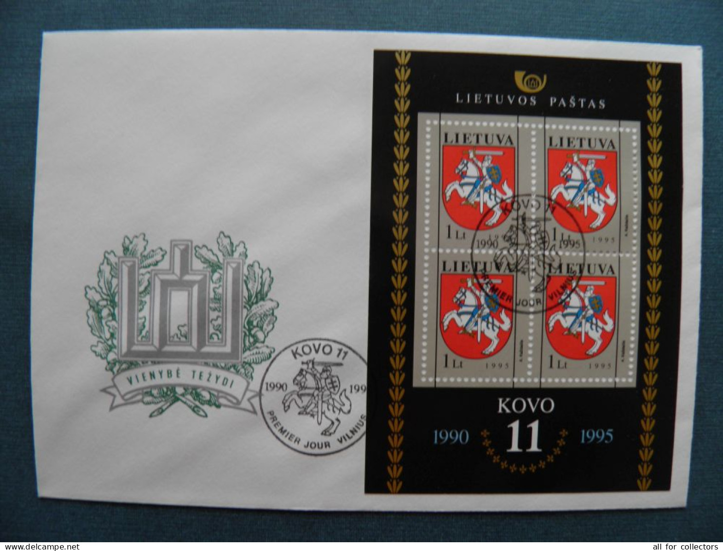 FDC Cover LITHUANIA 1995 Vilnius M/s Block Coat Of Arms Kovo 11 - Lituanie