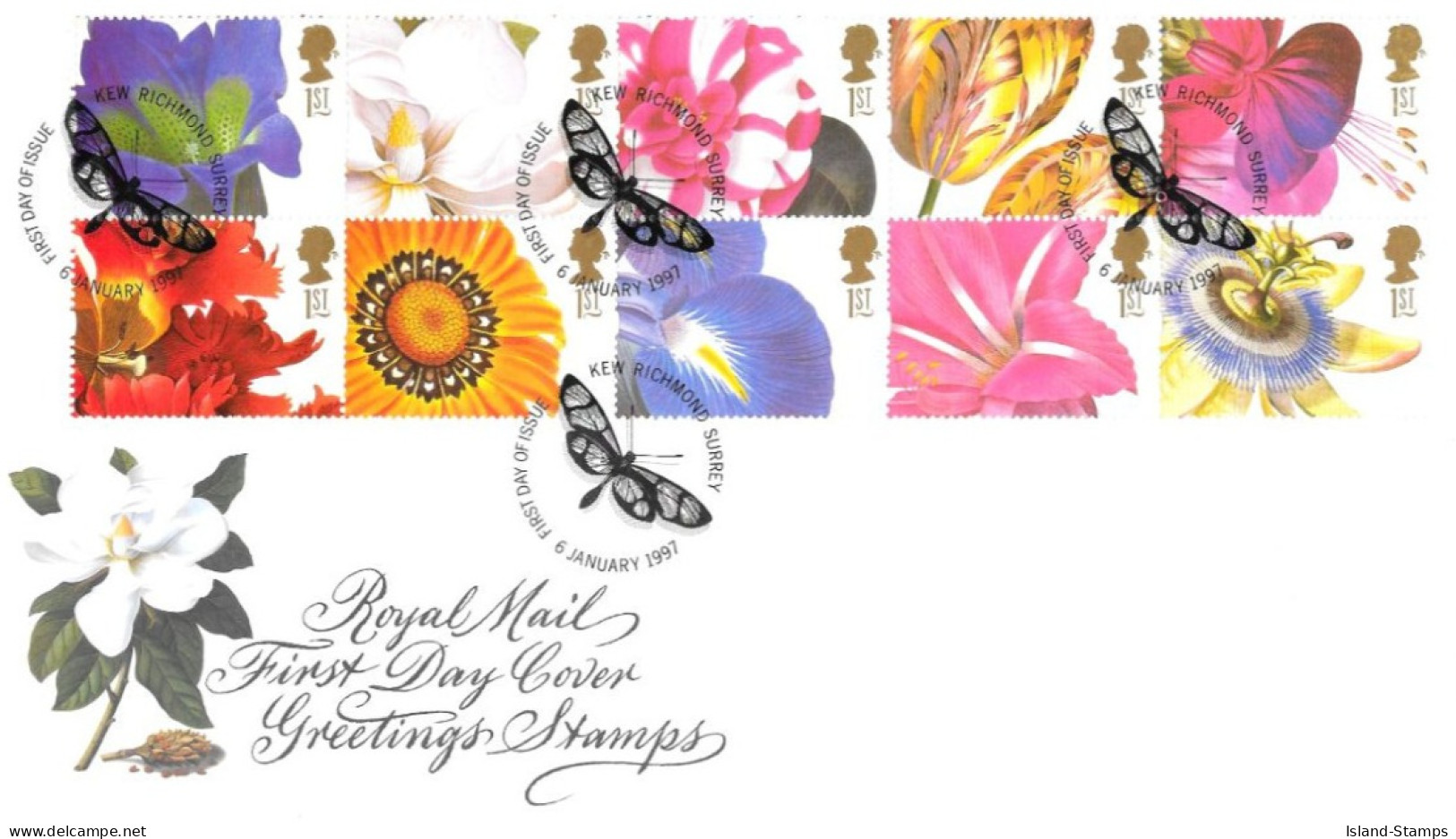 1997 Greetings Stamps Flowers Unaddressed FDC Tt - 1991-2000 Em. Décimales