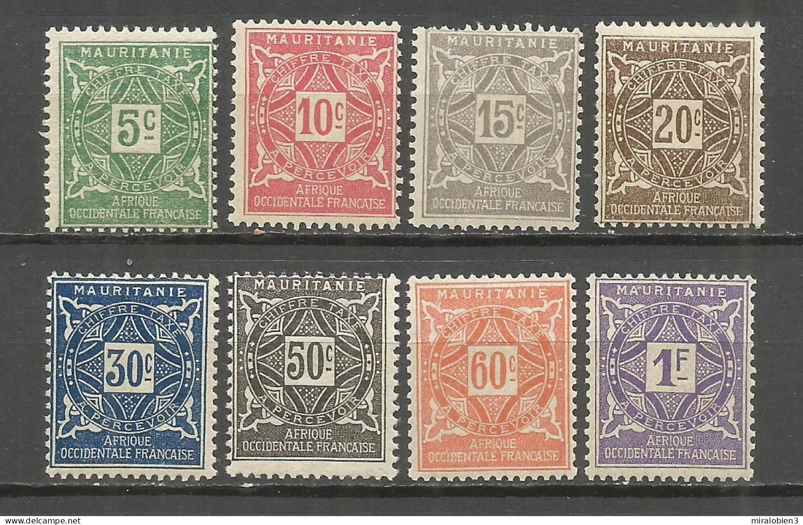 MAURITANIA TAXE IMPUESTOS COLONIA FRANCESA YVERT NUM. 17/24 ** SERIE COMPLETA SIN FIJASELLOS - Unused Stamps