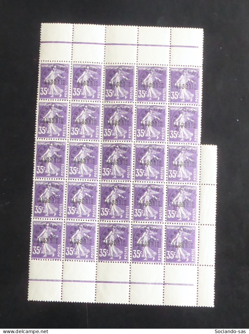 ALGERIE - 1924 - Préo N°YT. 7 - Type Semeuse 35c Violet - Bloc De 25 Bord De Feuille - Neuf Luxe ** / MNH - Other & Unclassified