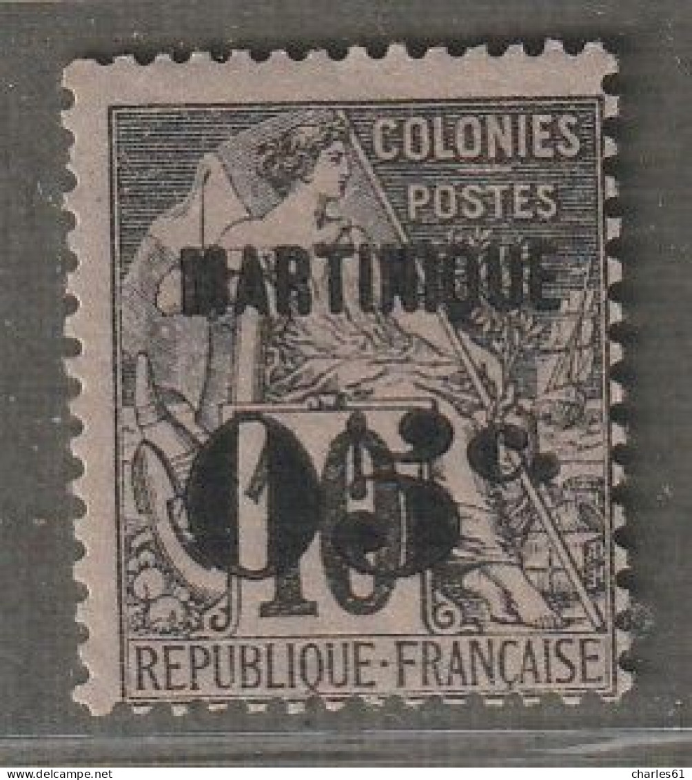 MARTINIQUE - N°10 Obl (1888-91) 05 Sur 10c Noir Sur Lilas . - Gebruikt