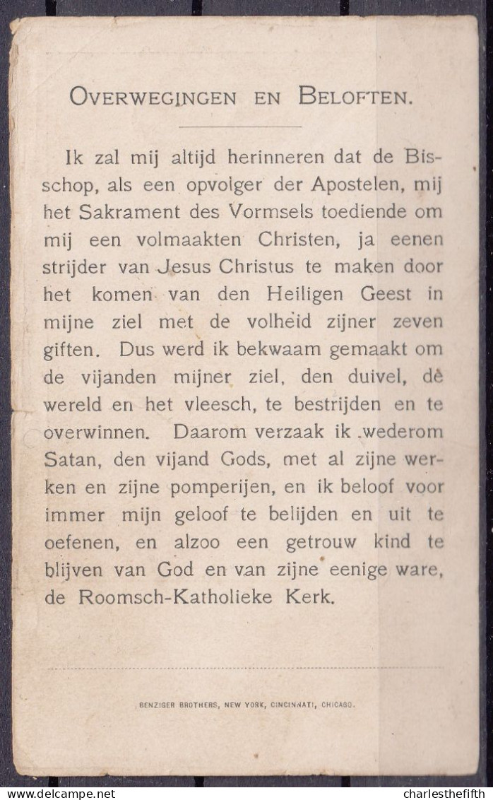 Holy Confirmation Paper * BISHOP OF OGDENSBURG ( NEW YORK ) HENRI GABRIELS ( Wannegem Lede 1838 - 1921 Ogdensburg ) - Documents Historiques