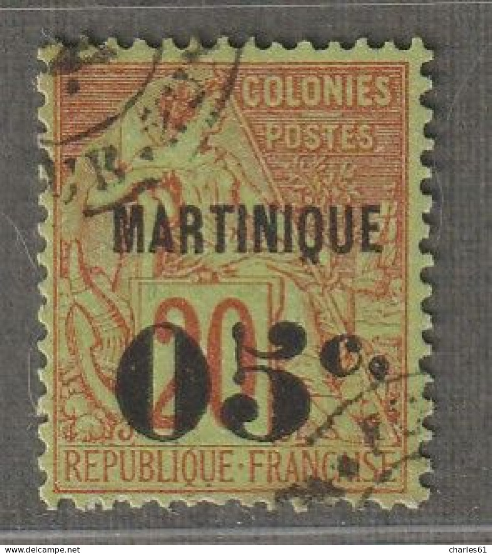MARTINIQUE - N°11 Obl (1888-91) 05 Sur 20c Brique Sur Vert - Gebraucht